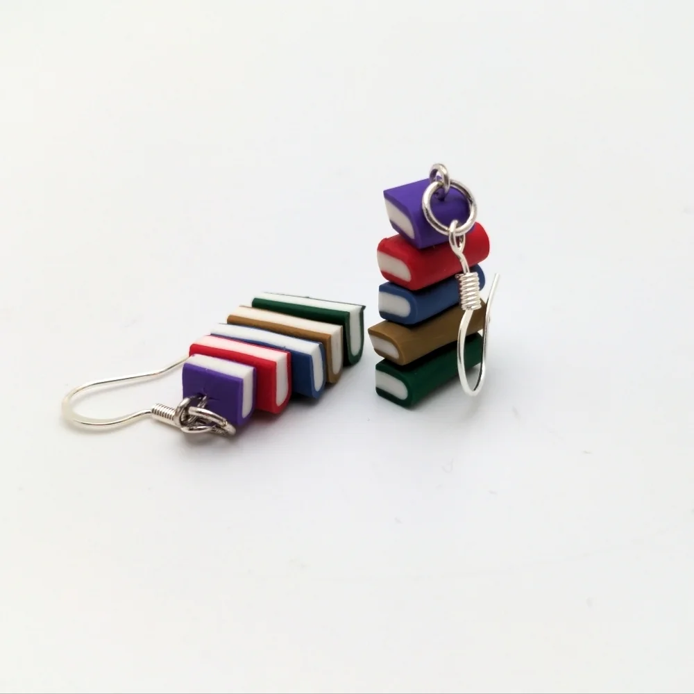Colorful Bookstack Earrings - Picture 1 of 14